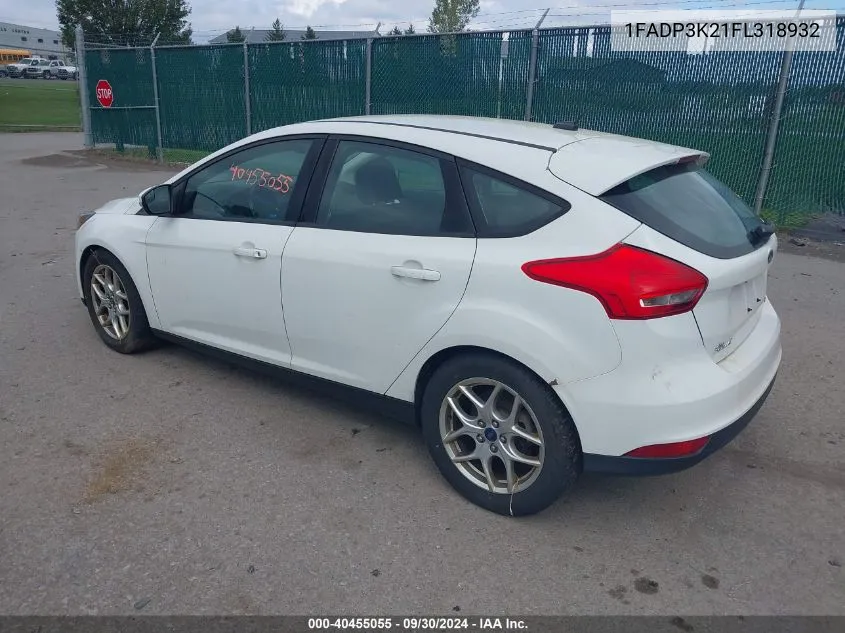 2015 Ford Focus Se VIN: 1FADP3K21FL318932 Lot: 40455055