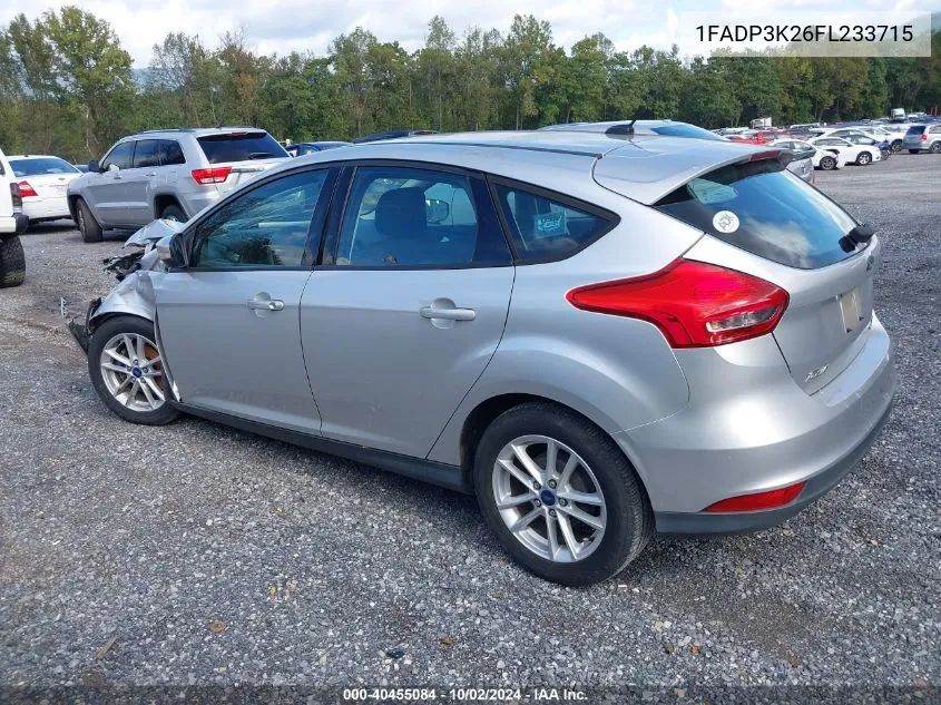 2015 Ford Focus Se VIN: 1FADP3K26FL233715 Lot: 40455084