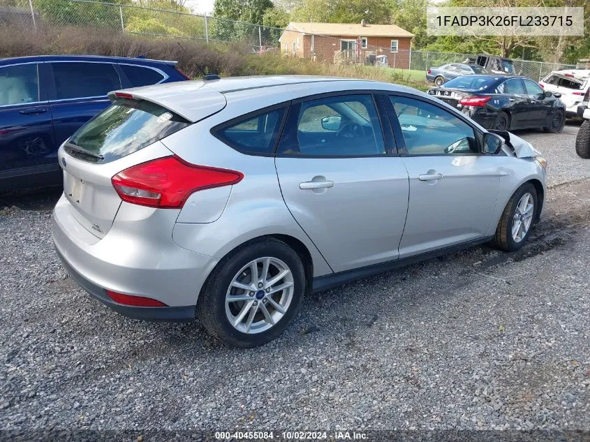 2015 Ford Focus Se VIN: 1FADP3K26FL233715 Lot: 40455084