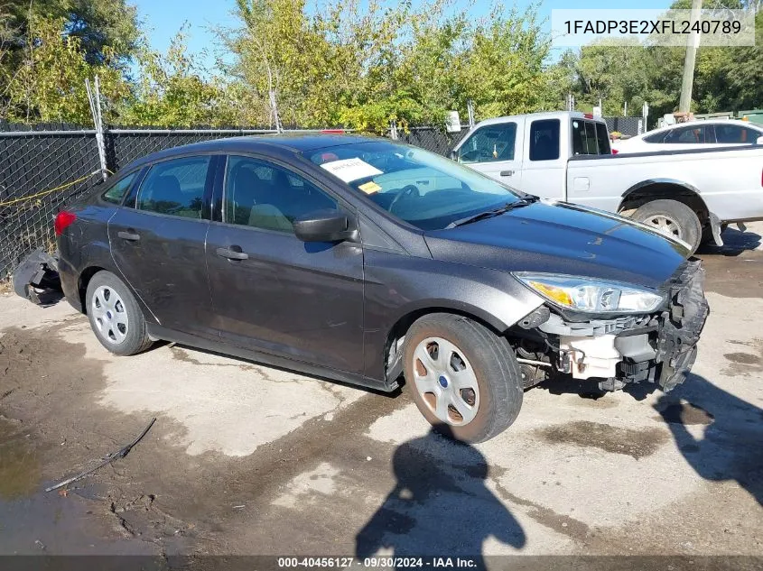 2015 Ford Focus S VIN: 1FADP3E2XFL240789 Lot: 40456127