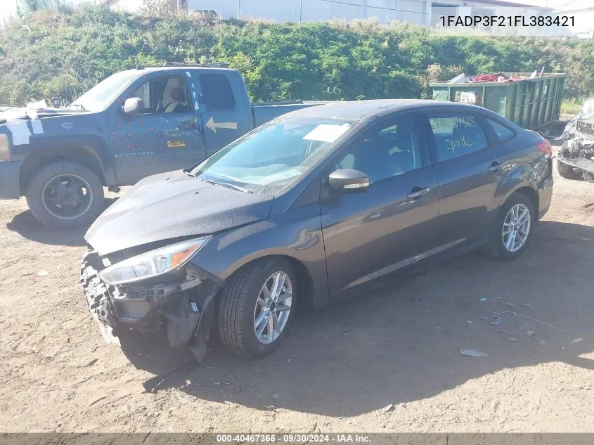 2015 Ford Focus Se VIN: 1FADP3F21FL383421 Lot: 40467365