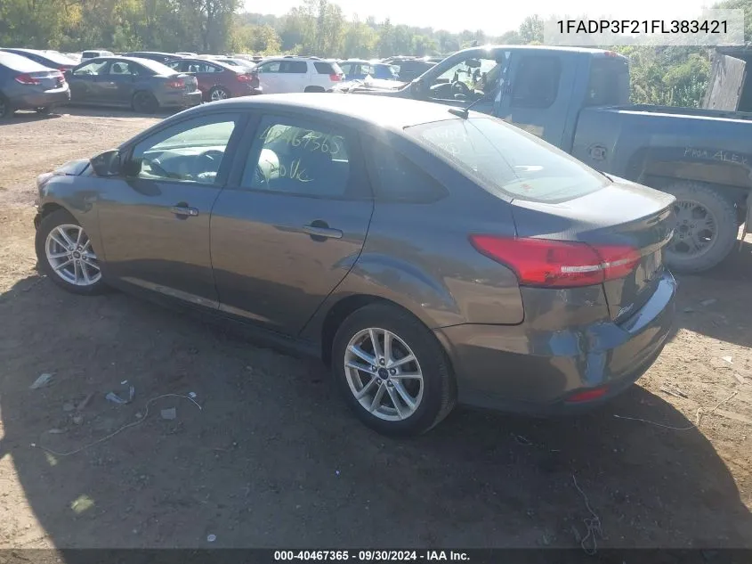 2015 Ford Focus Se VIN: 1FADP3F21FL383421 Lot: 40467365