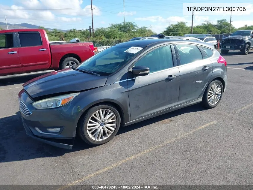 2015 Ford Focus Titanium VIN: 1FADP3N27FL300706 Lot: 40470245