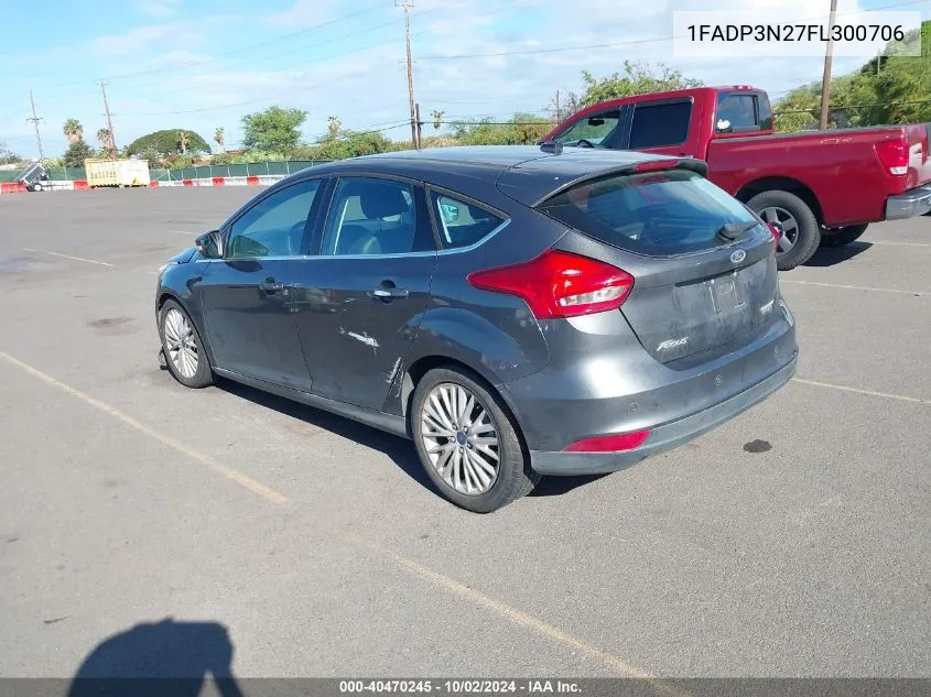 2015 Ford Focus Titanium VIN: 1FADP3N27FL300706 Lot: 40470245