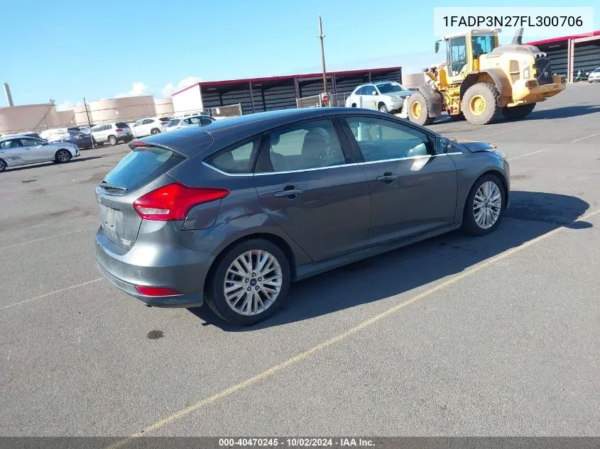 2015 Ford Focus Titanium VIN: 1FADP3N27FL300706 Lot: 40470245