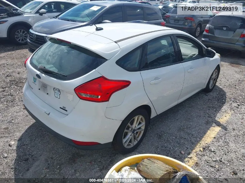 2015 Ford Focus Se VIN: 1FADP3K21FL249319 Lot: 40476557