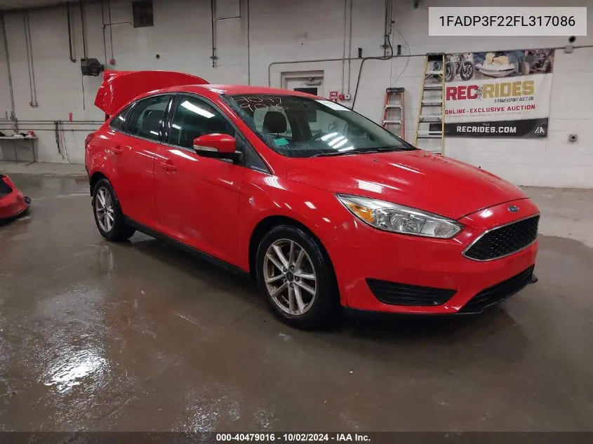 2015 Ford Focus Se VIN: 1FADP3F22FL317086 Lot: 40479016