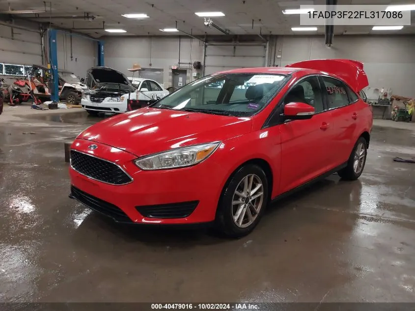 2015 Ford Focus Se VIN: 1FADP3F22FL317086 Lot: 40479016