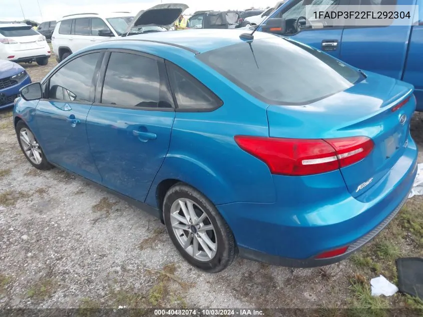 2015 Ford Focus Se VIN: 1FADP3F22FL292304 Lot: 40482074