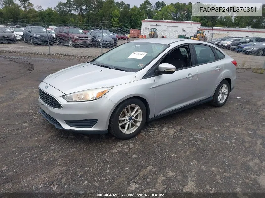 2015 Ford Focus Se VIN: 1FADP3F24FL376351 Lot: 40482226