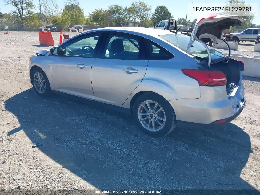 2015 Ford Focus Se VIN: 1FADP3F24FL279781 Lot: 40493125