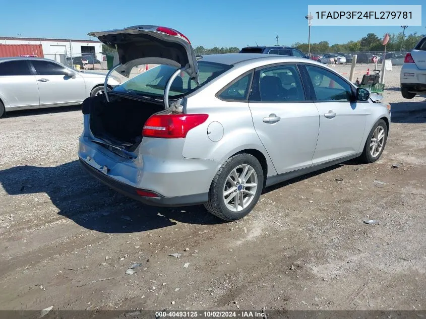 2015 Ford Focus Se VIN: 1FADP3F24FL279781 Lot: 40493125