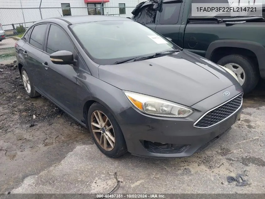 2015 Ford Focus Se VIN: 1FADP3F22FL214721 Lot: 40497351