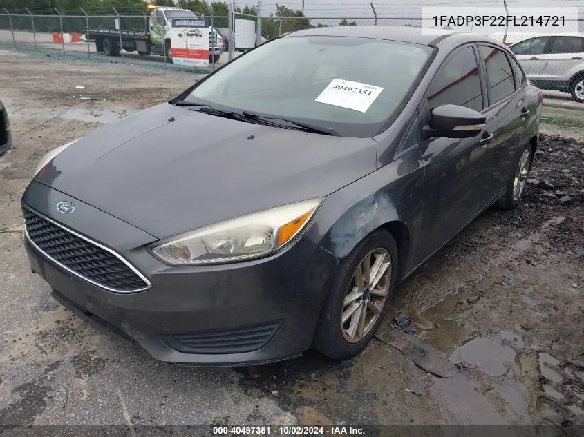 2015 Ford Focus Se VIN: 1FADP3F22FL214721 Lot: 40497351