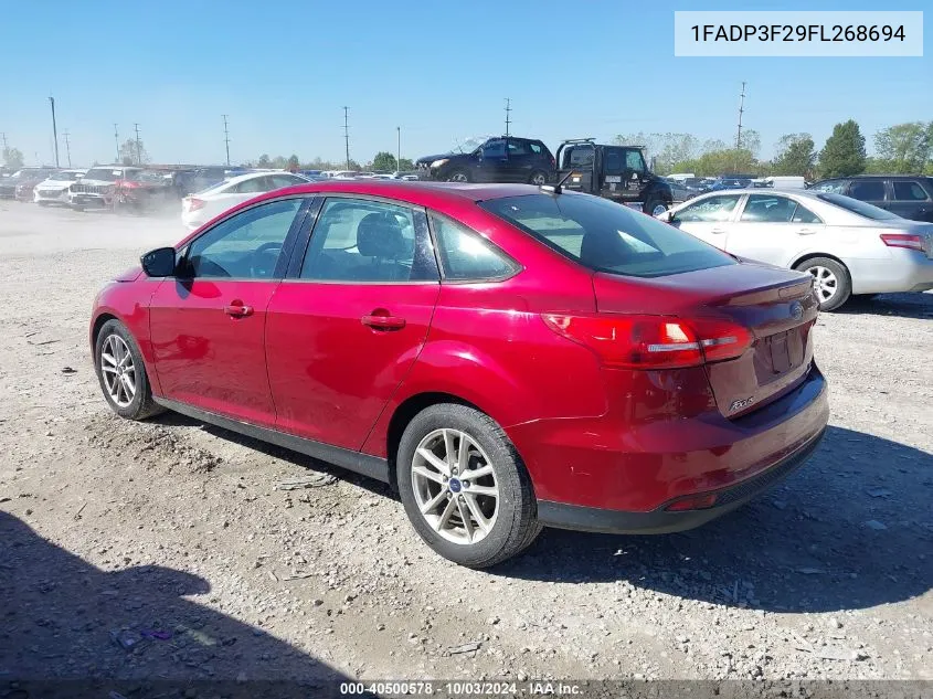 2015 Ford Focus Se VIN: 1FADP3F29FL268694 Lot: 40500578