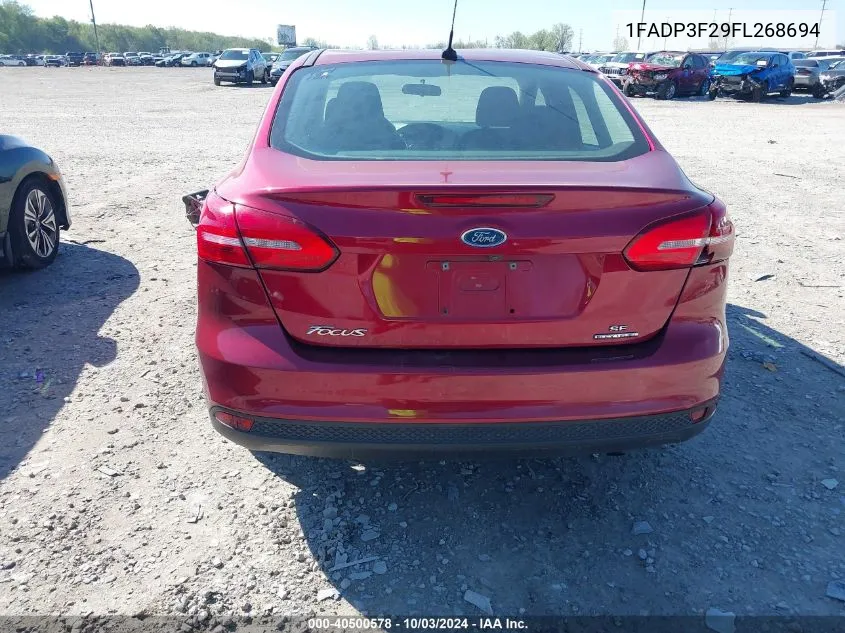 2015 Ford Focus Se VIN: 1FADP3F29FL268694 Lot: 40500578