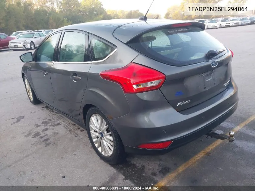 2015 Ford Focus Titanium VIN: 1FADP3N25FL294064 Lot: 40506831