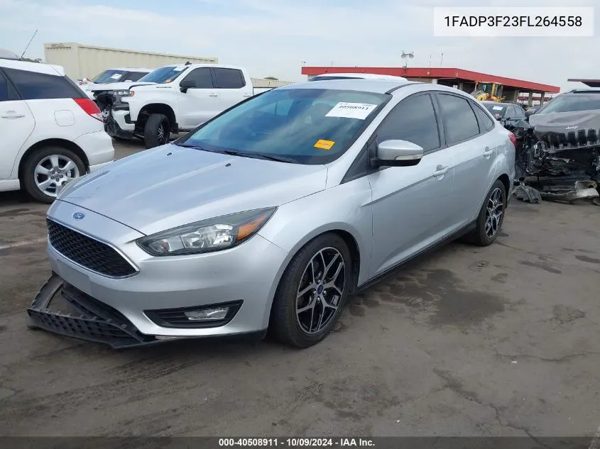 2015 Ford Focus Se VIN: 1FADP3F23FL264558 Lot: 40508911