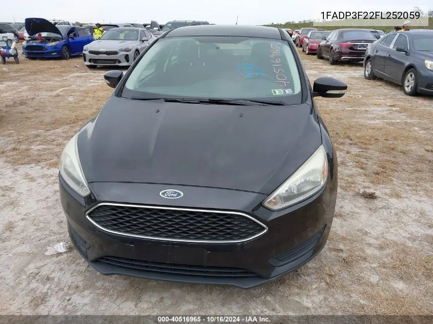 2015 Ford Focus Se VIN: 1FADP3F22FL252059 Lot: 40516965