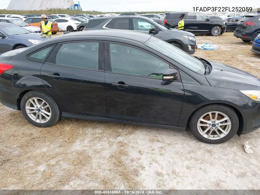 2015 Ford Focus Se VIN: 1FADP3F22FL252059 Lot: 40516965