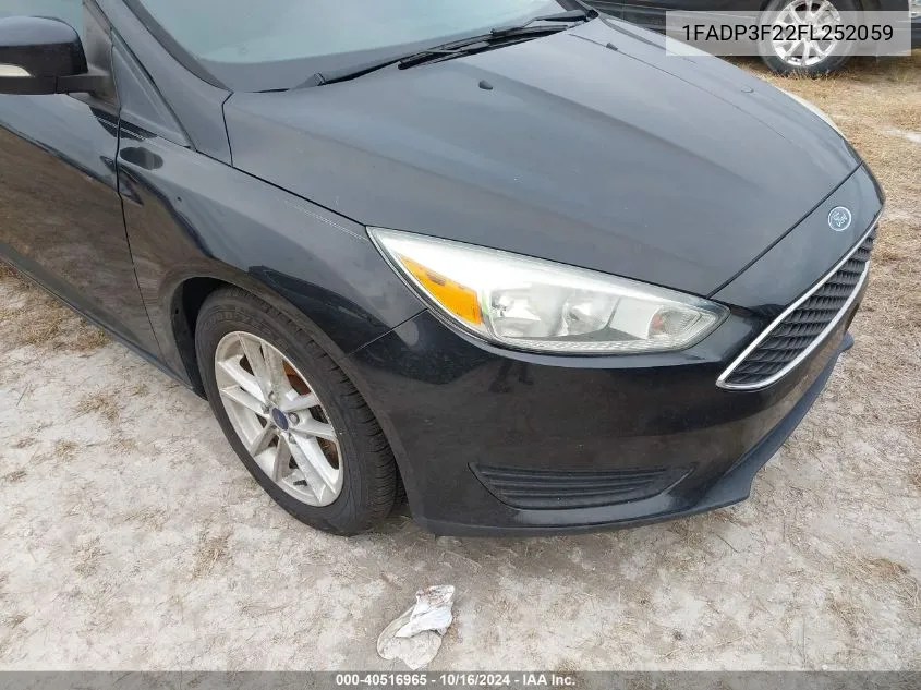 2015 Ford Focus Se VIN: 1FADP3F22FL252059 Lot: 40516965