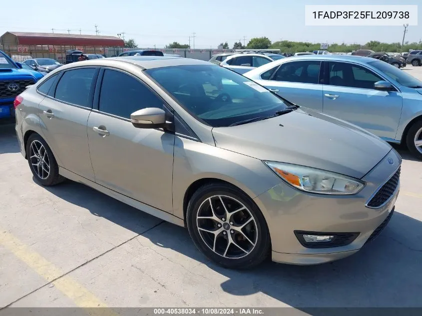 2015 Ford Focus Se VIN: 1FADP3F25FL209738 Lot: 40538034