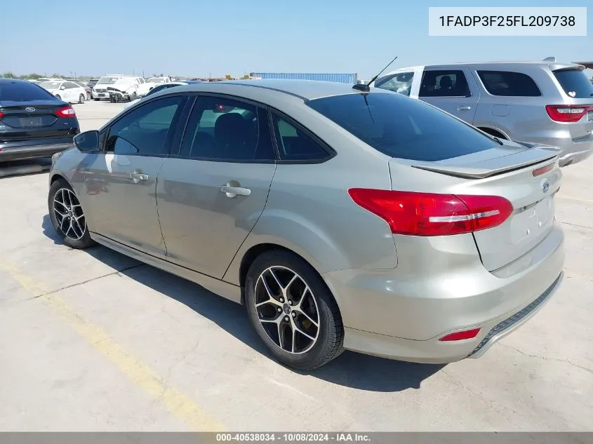 2015 Ford Focus Se VIN: 1FADP3F25FL209738 Lot: 40538034