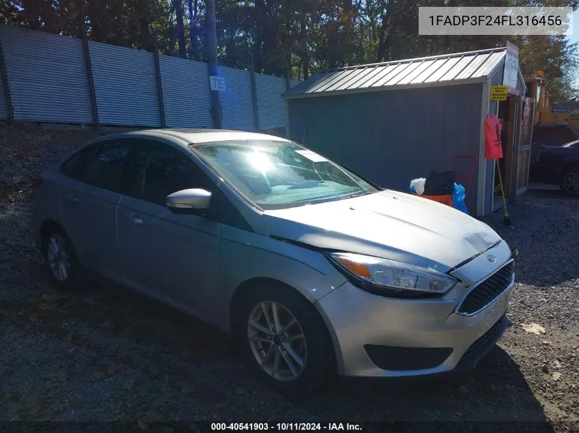 2015 Ford Focus Se VIN: 1FADP3F24FL316456 Lot: 40541903