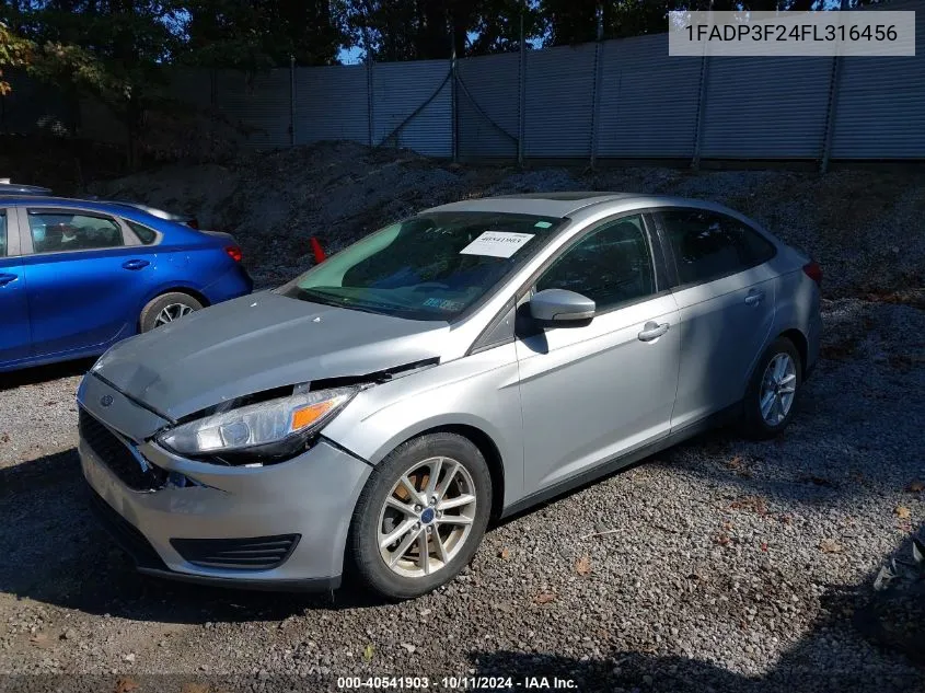 2015 Ford Focus Se VIN: 1FADP3F24FL316456 Lot: 40541903