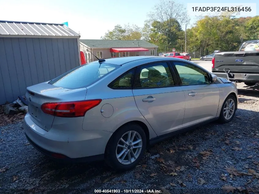 2015 Ford Focus Se VIN: 1FADP3F24FL316456 Lot: 40541903