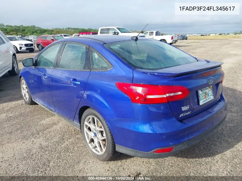 2015 Ford Focus Se VIN: 1FADP3F24FL345617 Lot: 40544136