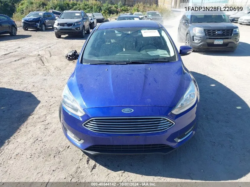 2015 Ford Focus Titanium VIN: 1FADP3N28FL220699 Lot: 40544142