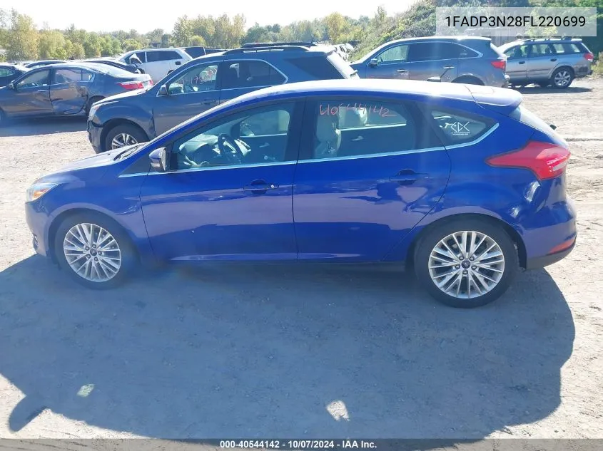 2015 Ford Focus Titanium VIN: 1FADP3N28FL220699 Lot: 40544142