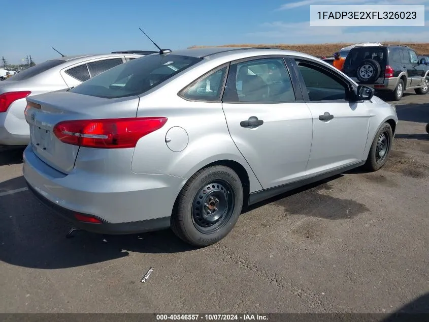 2015 Ford Focus S VIN: 1FADP3E2XFL326023 Lot: 40546557