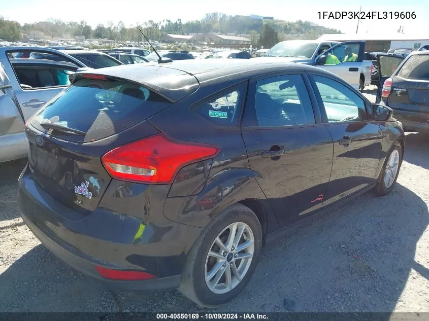 2015 Ford Focus Se VIN: 1FADP3K24FL319606 Lot: 40550169