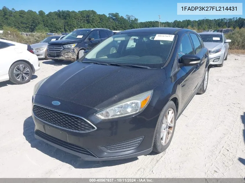 2015 Ford Focus Se VIN: 1FADP3K27FL214431 Lot: 40567637