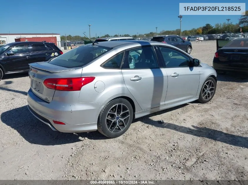 2015 Ford Focus Se VIN: 1FADP3F20FL218525 Lot: 40569865