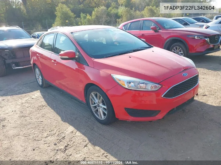 2015 Ford Focus Se VIN: 1FADP3F22FL342604 Lot: 40571115