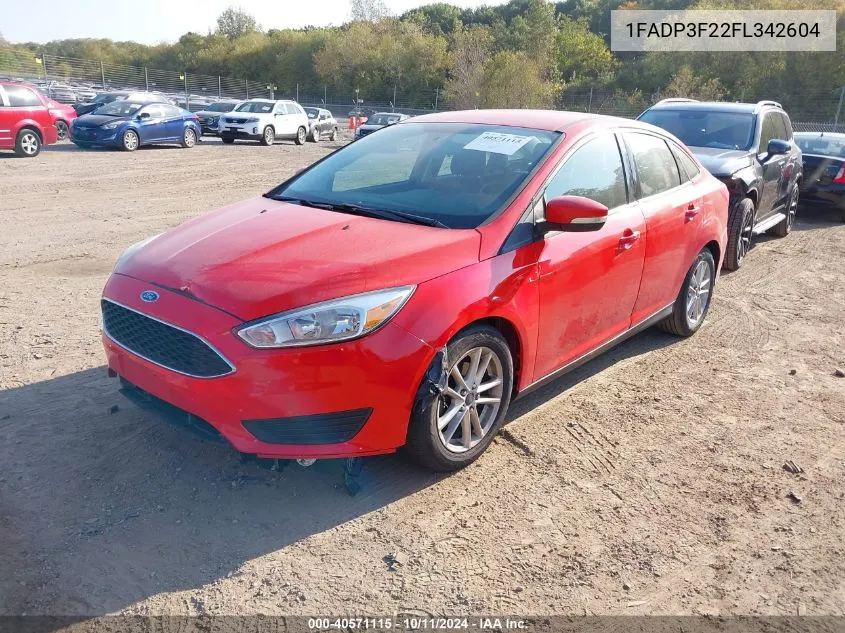 2015 Ford Focus Se VIN: 1FADP3F22FL342604 Lot: 40571115