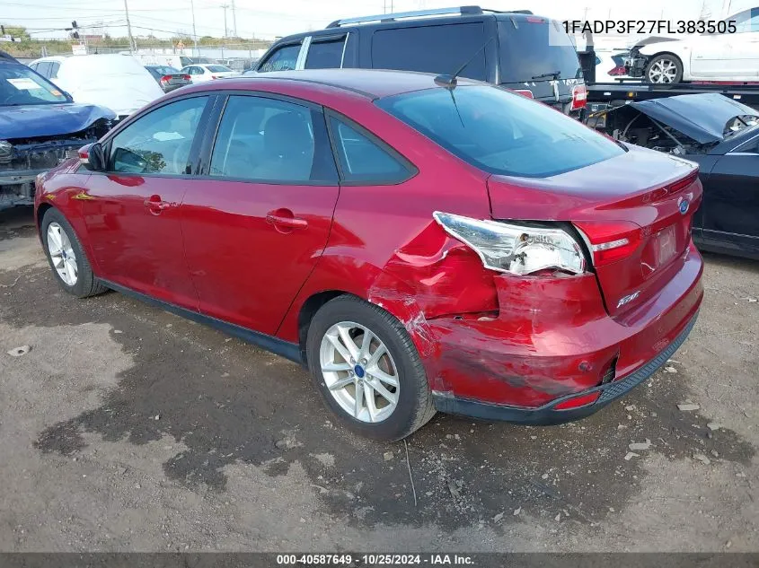 2015 Ford Focus Se VIN: 1FADP3F27FL383505 Lot: 40587649