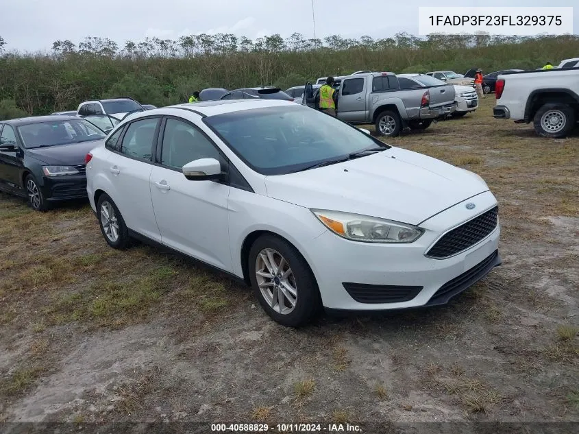 2015 Ford Focus Se VIN: 1FADP3F23FL329375 Lot: 40588829