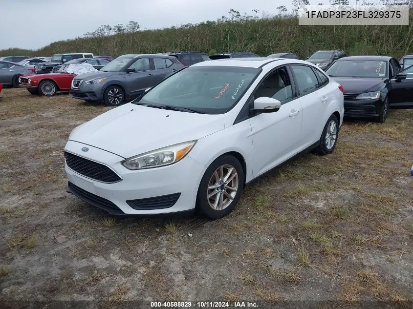 2015 Ford Focus Se VIN: 1FADP3F23FL329375 Lot: 40588829