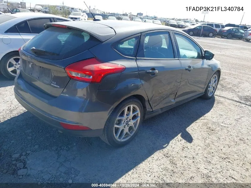 2015 Ford Focus Se VIN: 1FADP3K21FL340784 Lot: 40594046