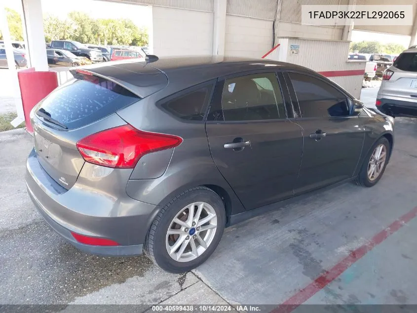 2015 Ford Focus Se VIN: 1FADP3K22FL292065 Lot: 40599438