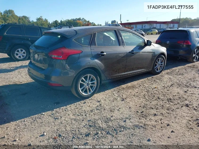 2015 Ford Focus Se VIN: 1FADP3KE4FL217555 Lot: 40603502