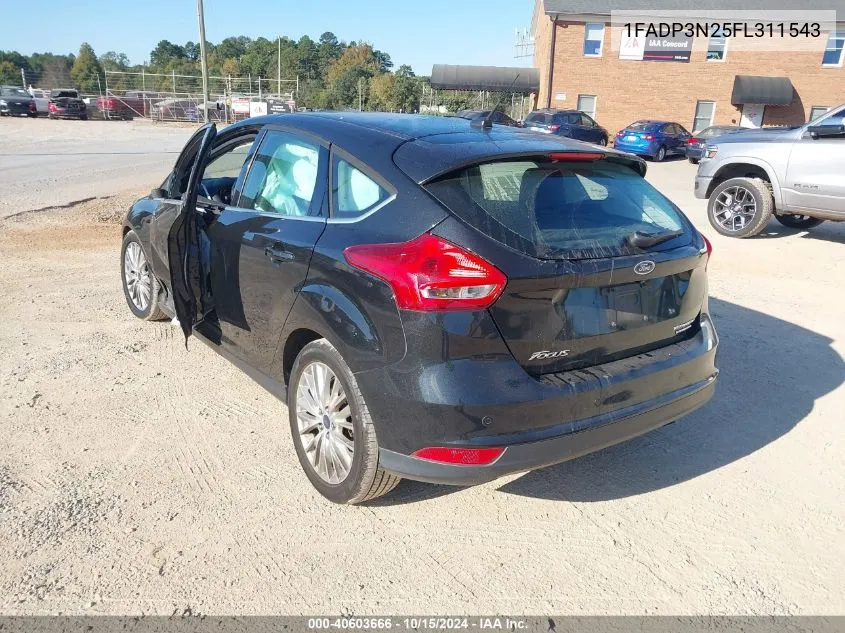 2015 Ford Focus Titanium VIN: 1FADP3N25FL311543 Lot: 40603666