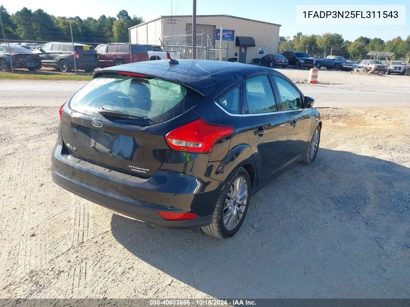 2015 Ford Focus Titanium VIN: 1FADP3N25FL311543 Lot: 40603666