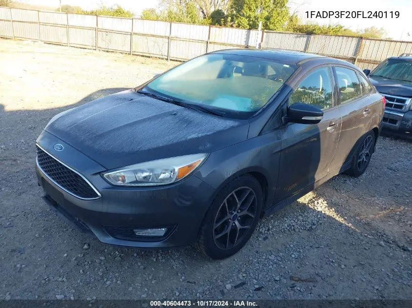 2015 Ford Focus Se VIN: 1FADP3F20FL240119 Lot: 40604473