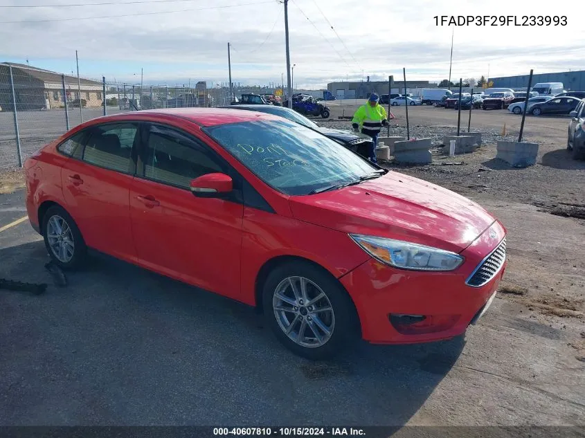 2015 Ford Focus Se VIN: 1FADP3F29FL233993 Lot: 40607810