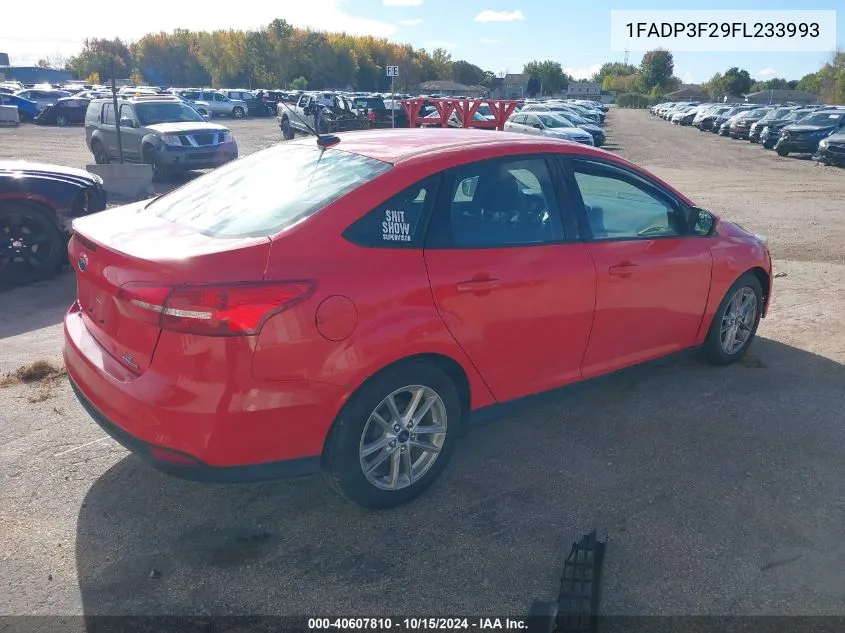 2015 Ford Focus Se VIN: 1FADP3F29FL233993 Lot: 40607810